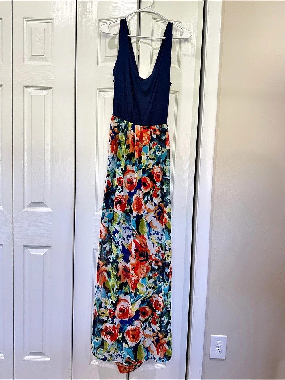 Floral Maxi Dress in Blue & Multicolor Like New